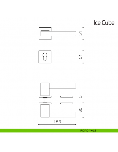 Maniglia in cristallo per porta Ice Cube Olivari bassa foro yale