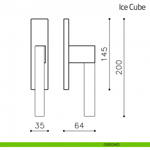 Maniglia in cristallo per finestra cremonese Ice Cube Olivari disegno