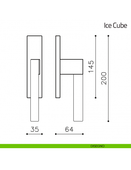 Maniglia in cristallo per finestra cremonese Ice Cube Olivari disegno