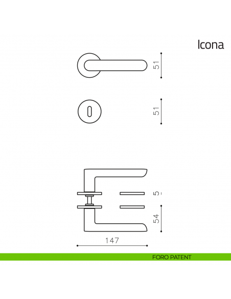 Maniglia per porta Icona Olivari foro patent