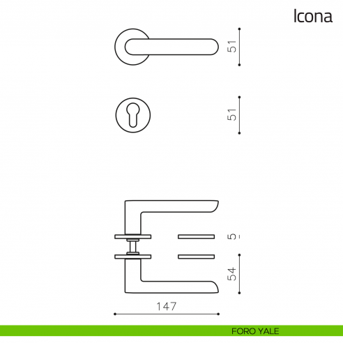 Maniglia per porta Icona Olivari foro yale