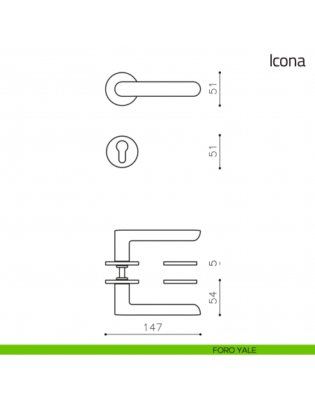 Maniglia per porta Icona Olivari foro yale
