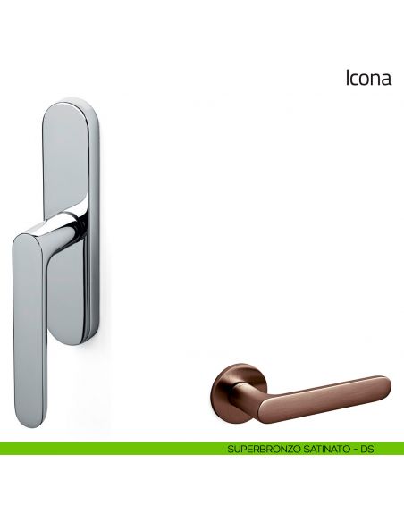 Maniglia per finestra cremonese Icona Olivari superbronzo satinato