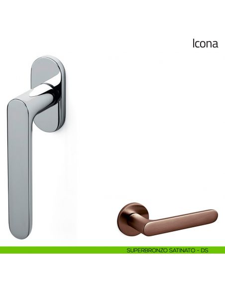 Maniglia per finestra martellina DK Icona Olivari superbronzo satinato