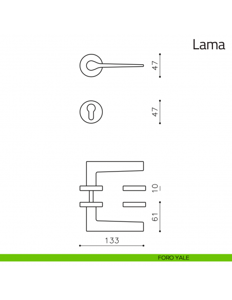Maniglia per porta Lama Olivari foro yale