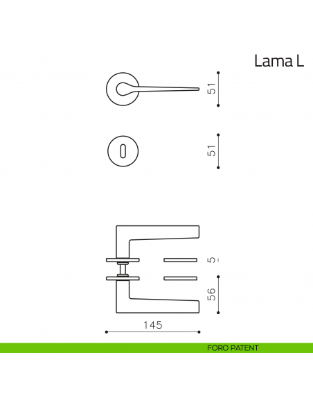 Maniglia per porta Lama L Olivari bassa foro patent