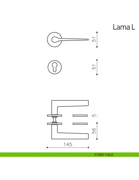 Maniglia per porta Lama L Olivari bassa foro yale
