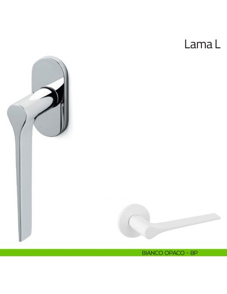 Maniglia per finestra martellina DK Lama L Olivari bassa bianco opaco