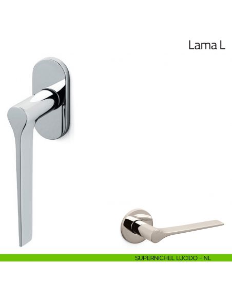 Maniglia per finestra martellina DK Lama L Olivari bassa supernichel lucido