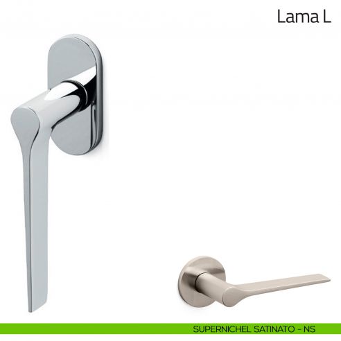 Maniglia per finestra martellina DK Lama L Olivari bassa supernichel satinato