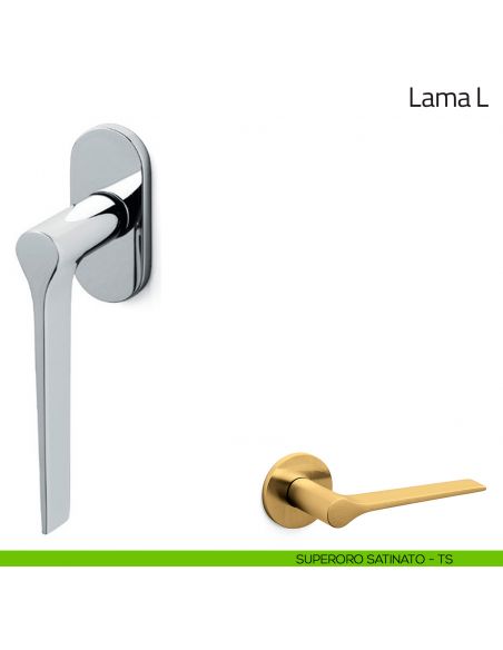 Maniglia per finestra martellina DK Lama L Olivari bassa superoro satinato