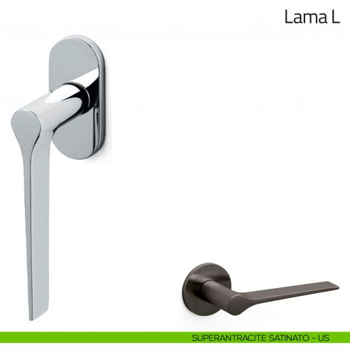 Maniglia per finestra martellina DK Lama L Olivari bassa superantracite satinato