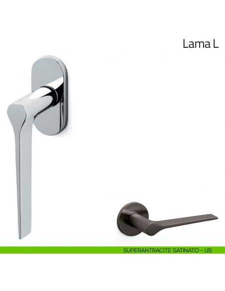 Maniglia per finestra martellina DK Lama L Olivari bassa superantracite satinato