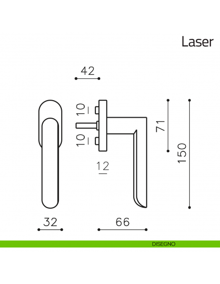 Maniglia per finestra martellina DK Laser Olivari disegno