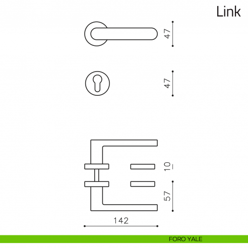 Maniglia per porta Link Olivari foro yale