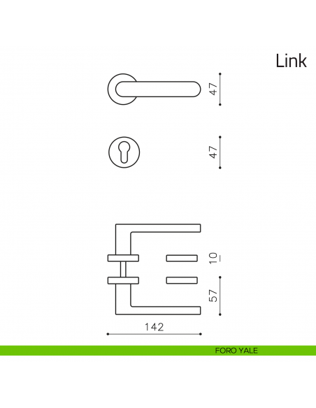 Maniglia per porta Link Olivari foro yale