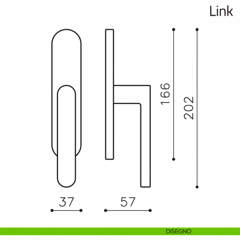 Maniglia per finestra cremonese Link Olivari disegno