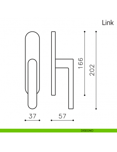 Maniglia per finestra cremonese Link Olivari disegno