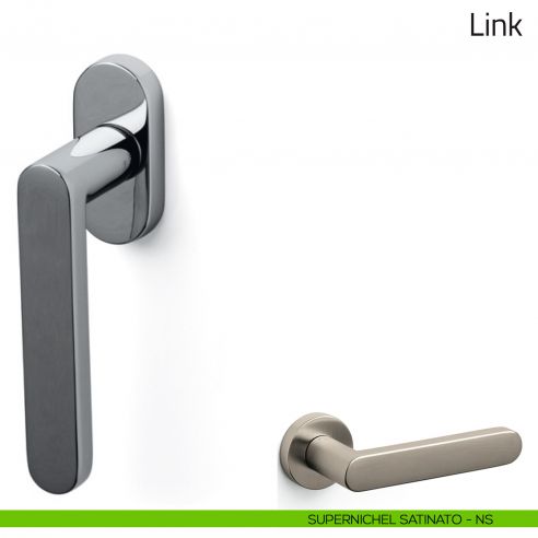 Maniglia per finestra martellina DK Link Olivari supernichel satinato