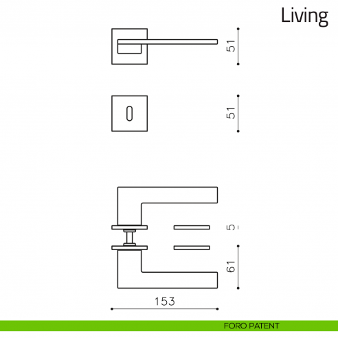 Maniglia per porta Living Olivari bassa foro patent