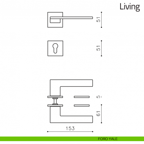 Maniglia per porta Living Olivari bassa foro yale
