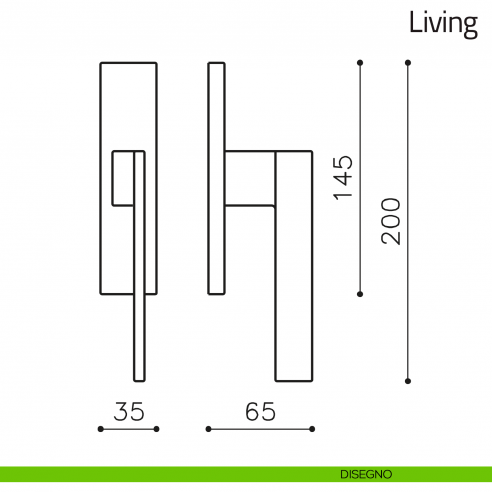 Maniglia per finestra cremonese Living Olivari disegno