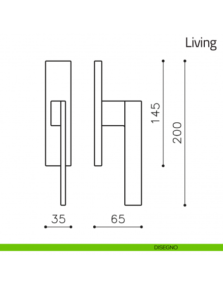 Maniglia per finestra cremonese Living Olivari disegno