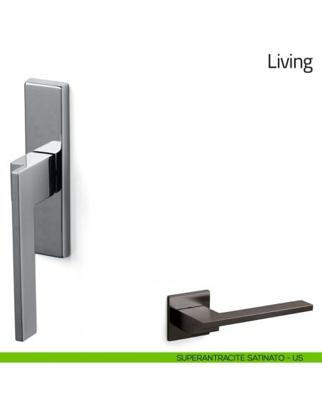 Maniglia per finestra cremonese Living Olivari superantracite satinato