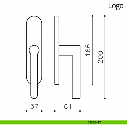 Maniglia per finestra cremonese Logo Olivari disegno