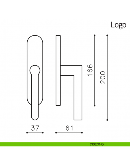 Maniglia per finestra cremonese Logo Olivari disegno