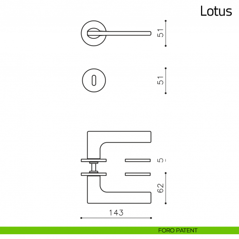 Maniglia per porta Lotus Olivari bassa foro patent