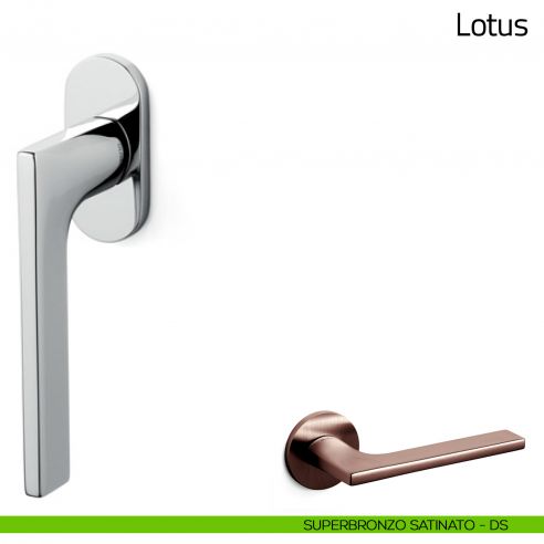 Maniglia per finestra martellina DK Lotus Olivari bassa superbronzo satinato