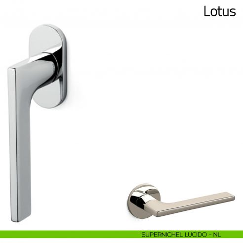 Maniglia per finestra martellina DK Lotus Olivari bassa supernichel lucido