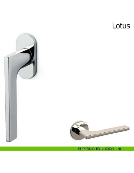 Maniglia per finestra martellina DK Lotus Olivari bassa supernichel lucido