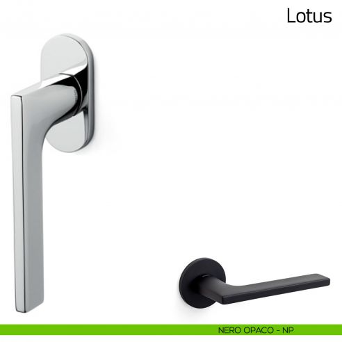 Maniglia per finestra martellina DK Lotus Olivari bassa nero opaco