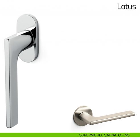 Maniglia per finestra martellina DK Lotus Olivari bassa supernichel satinato