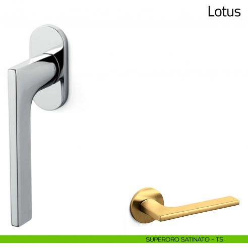 Maniglia per finestra martellina DK Lotus Olivari bassa superoro satinato