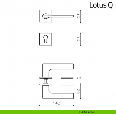 Maniglia per porta Lotus Q Olivari bassa foro yale