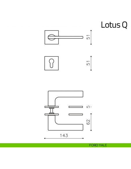 Maniglia per porta Lotus Q Olivari bassa foro yale