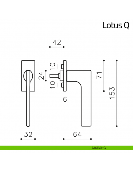 Maniglia per Finestra Martellina DK Lotus Q Olivari