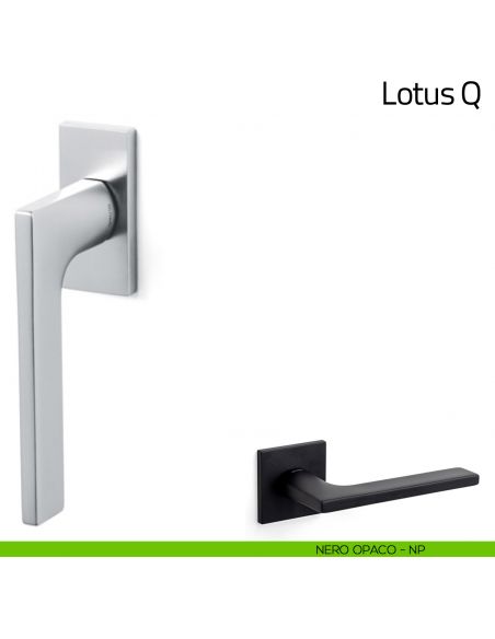 Maniglia per finestra martellina DK Lotus Q Olivari bassa nero opaco