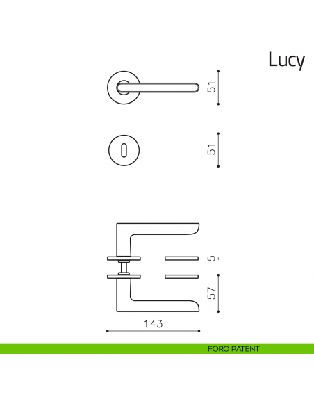 Maniglia per porta Lucy Olivari bassa foro patent