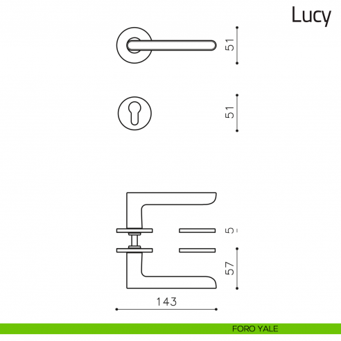 Maniglia per porta Lucy Olivari bassa foro yale
