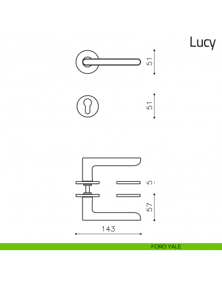 Maniglia per porta Lucy Olivari bassa foro yale
