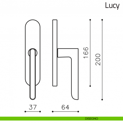 Maniglia per finestra cremonese Lucy Olivari disegno