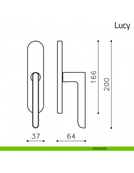Maniglia per finestra cremonese Lucy Olivari disegno