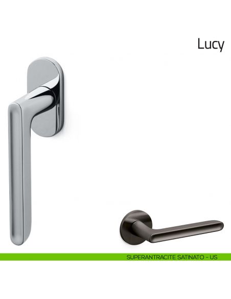 Maniglia per finestra martellina DK Lucy Olivari bassa superantracite satinato