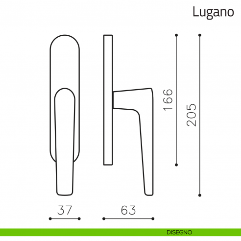Maniglia per finestra cremonese Lugano Olivari disegno