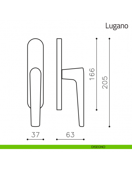 Maniglia per finestra cremonese Lugano Olivari disegno