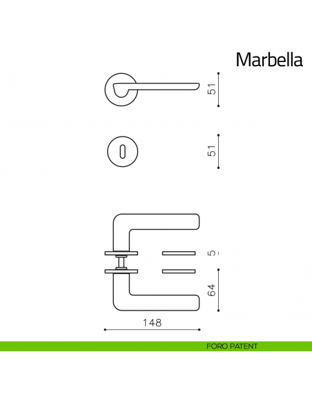 Maniglia per porta Marbella Olivari bassa foro patent